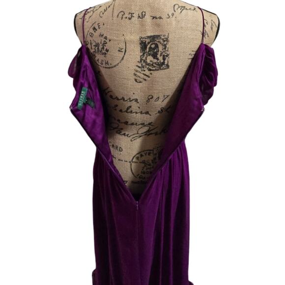RALPH LAUREN EVENING Elegant Purple Off-Shoulder Maxi Dress Size 8 - Picture 8 of 13